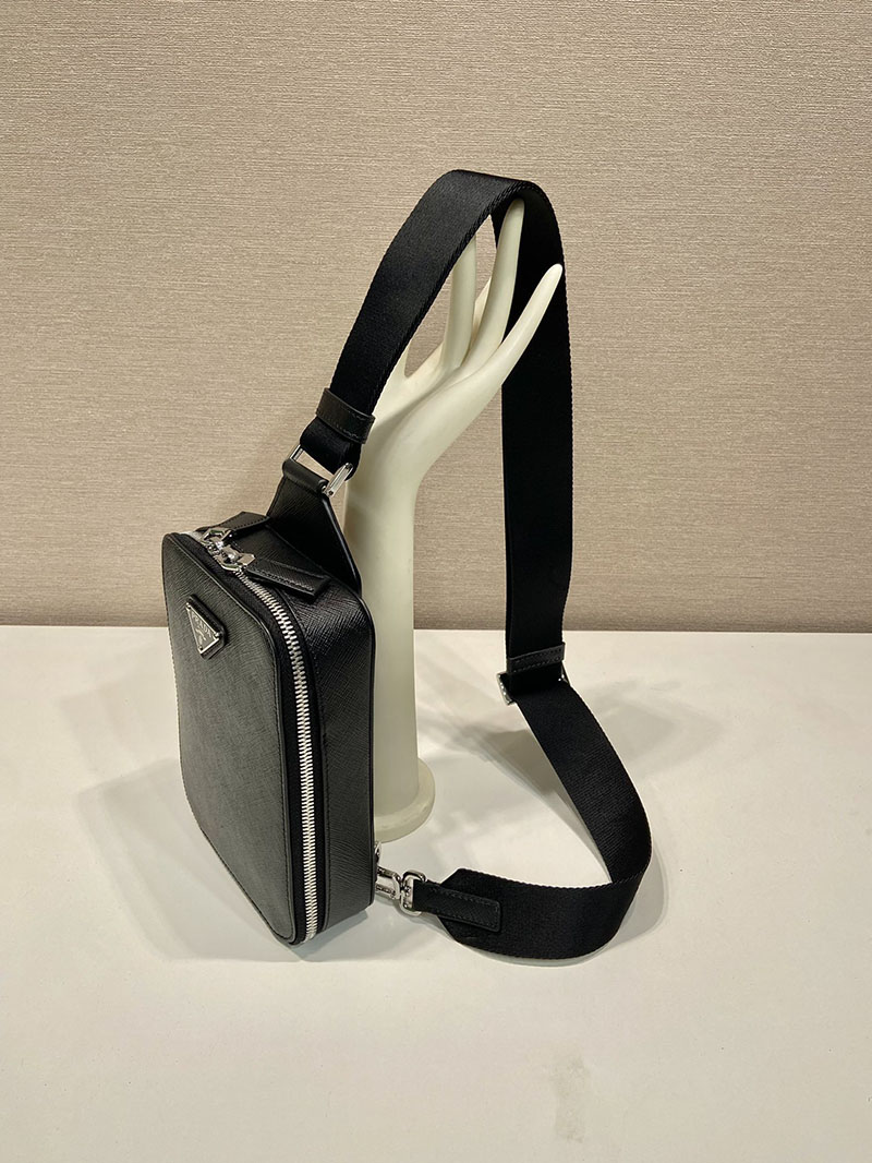 プラダ アウトレット PRADA ブリック サフィアーノレザー バッグ 2VZ106_9Z2_F0002_V_OOO ブラック H品 プラダ バムバッグ メンズ 仕事用 - 画像 (7)
