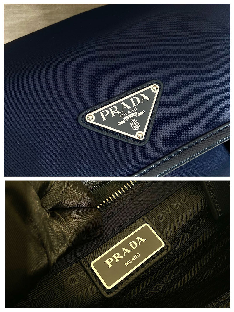 プラダ アウトレット PRADA Re-Nylon xサフィアーノレザー ショルダーバッグ 2VD034_2DMH_F0216_V_XOP ネイビー H品 プラダ バッグ メンズ ナイロン 通勤 - 画像 (2)