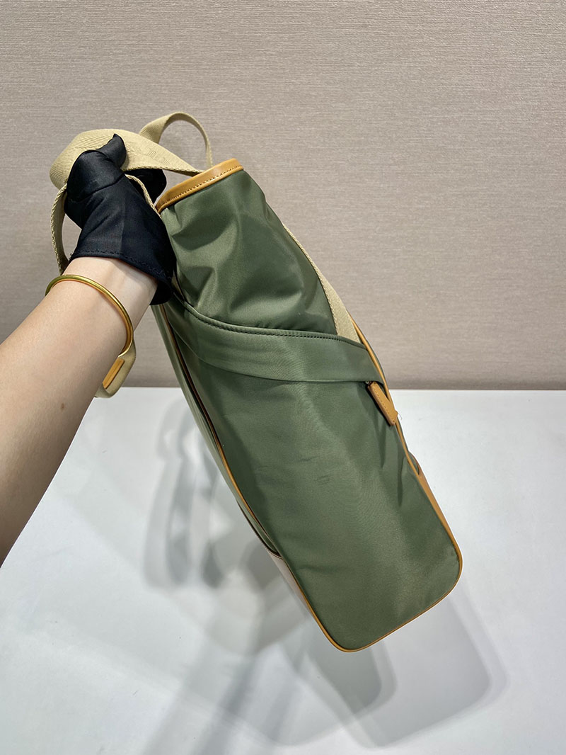 プラダ アウトレット PRADA Re-Nylon xレザー トートバッグ 2VG119_2CX2_F03UQ_V_OOO カーキ H品 プラダ トートバッグ ナイロン メンズ - 画像 (4)
