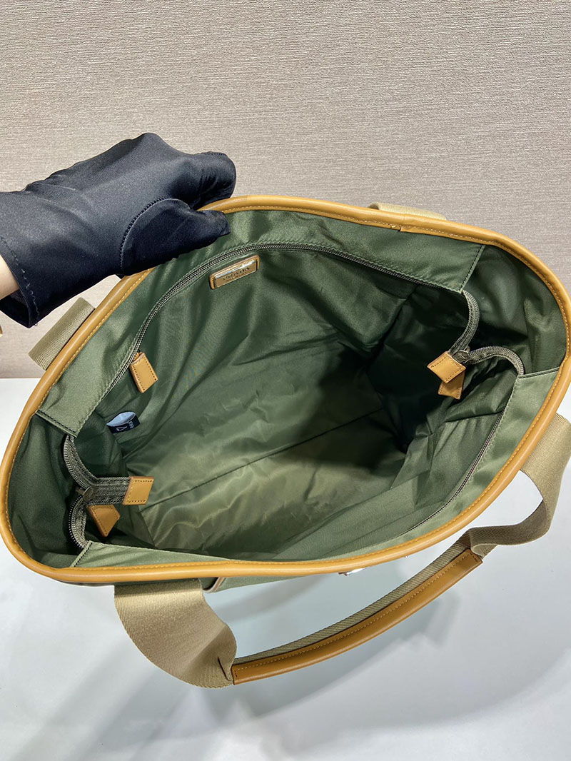 プラダ アウトレット PRADA Re-Nylon xレザー トートバッグ 2VG119_2CX2_F03UQ_V_OOO カーキ H品 プラダ トートバッグ ナイロン メンズ - 画像 (3)