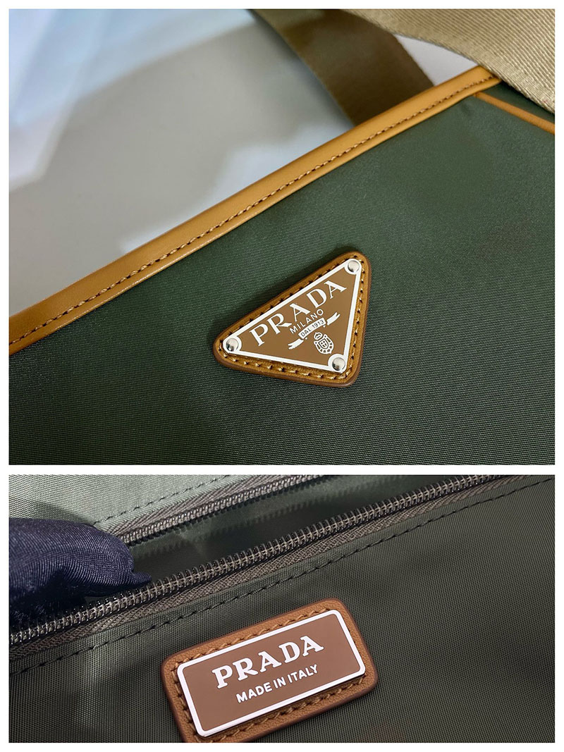 プラダ アウトレット PRADA Re-Nylon xレザー トートバッグ 2VG119_2CX2_F03UQ_V_OOO カーキ H品 プラダ トートバッグ ナイロン メンズ - 画像 (2)