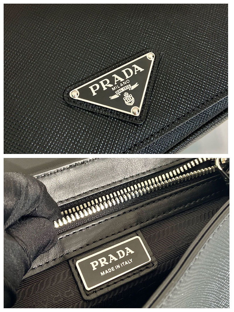 プラダ アウトレット PRADA サフィアーノレザー ショルダーバッグ 2VD059_9Z2_F0002_V_OOO ブラック H品 プラダ メッセンジャーバッグ メンズ - 画像 (2)