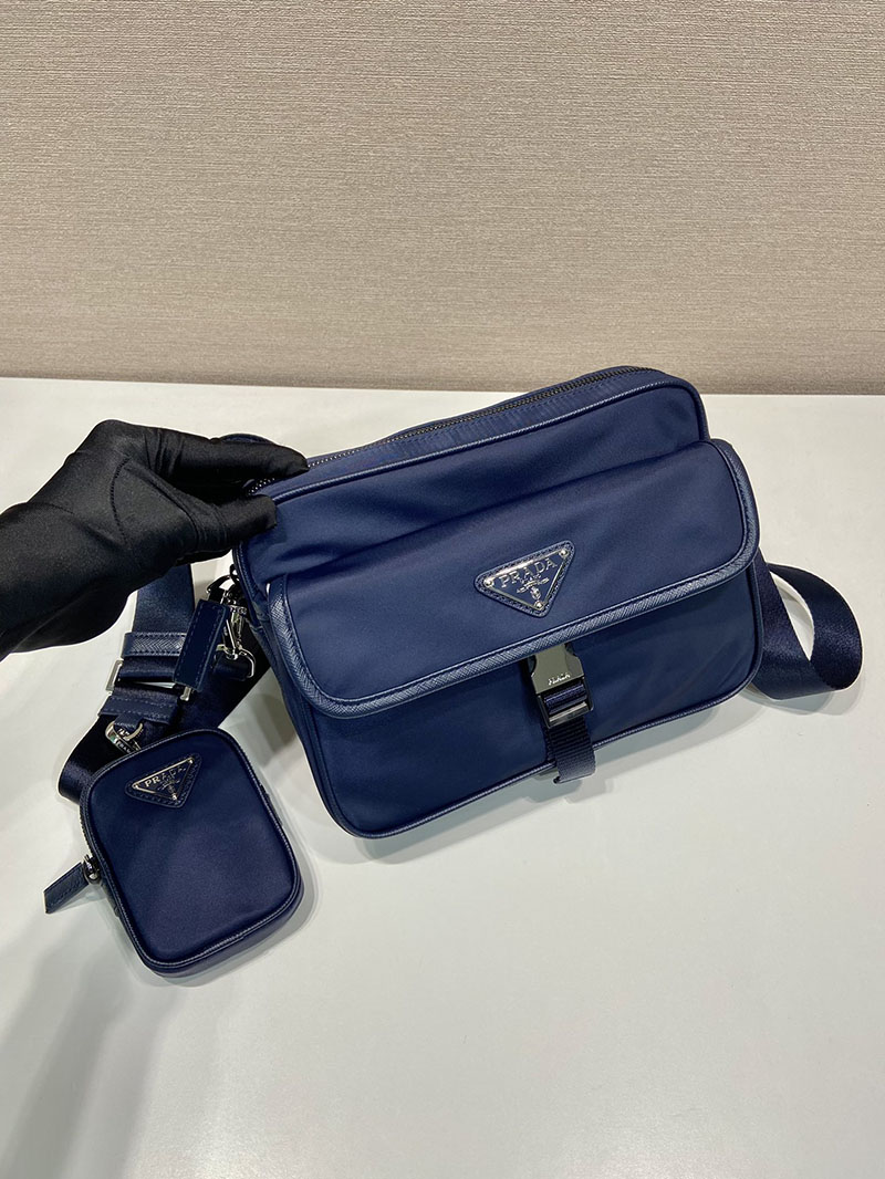 プラダ アウトレット PRADA Re-Nylon xサフィアーノレザー ショルダーバッグ 2VH133_2DMH_F0216_V_XMP ネイビー H品 プラダ ショルダーバッグ ナイロン メンズ 仕事用 - 画像 (9)