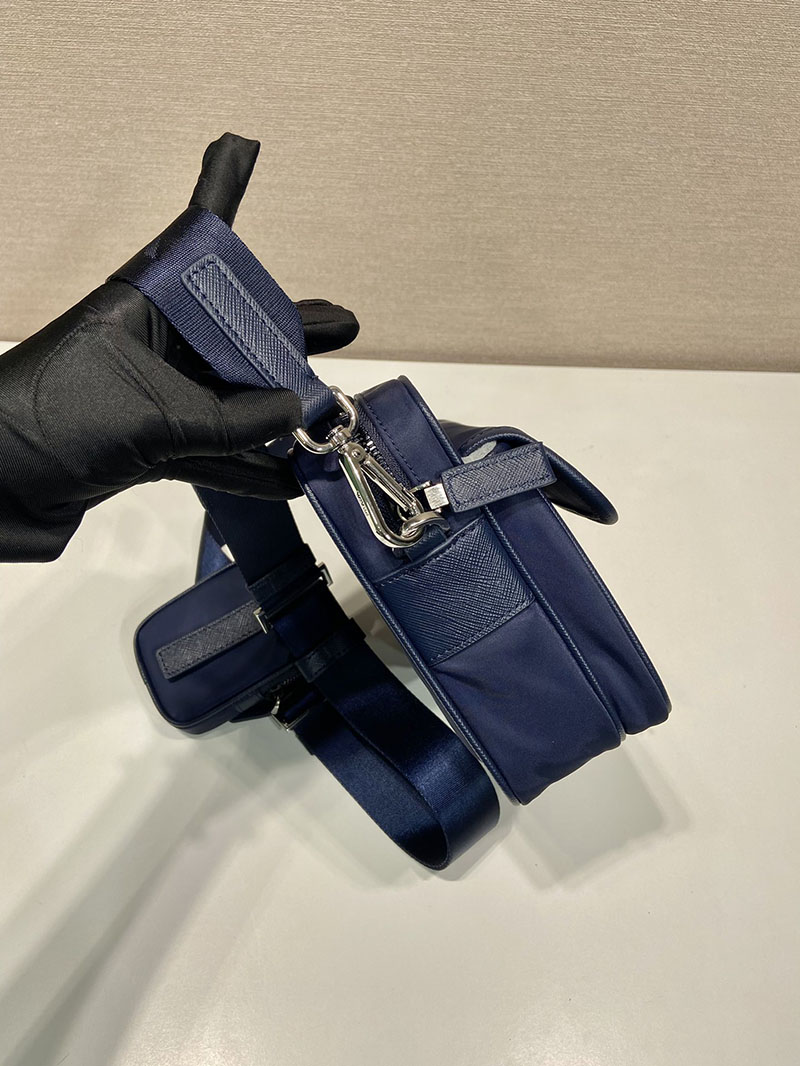プラダ アウトレット PRADA Re-Nylon xサフィアーノレザー ショルダーバッグ 2VH133_2DMH_F0216_V_XMP ネイビー H品 プラダ ショルダーバッグ ナイロン メンズ 仕事用 - 画像 (6)