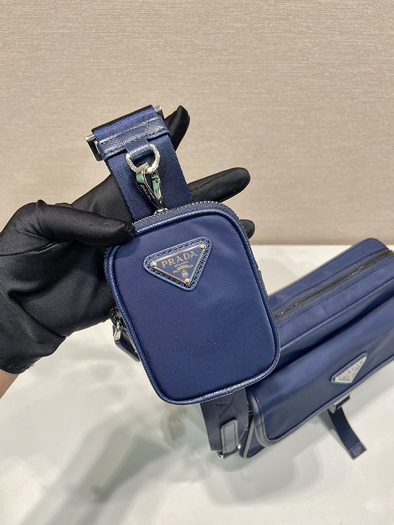 プラダ アウトレット PRADA Re-Nylon xサフィアーノレザー ショルダーバッグ 2VH133_2DMH_F0216_V_XMP ネイビー H品 プラダ ショルダーバッグ ナイロン メンズ 仕事用 - 画像 (5)