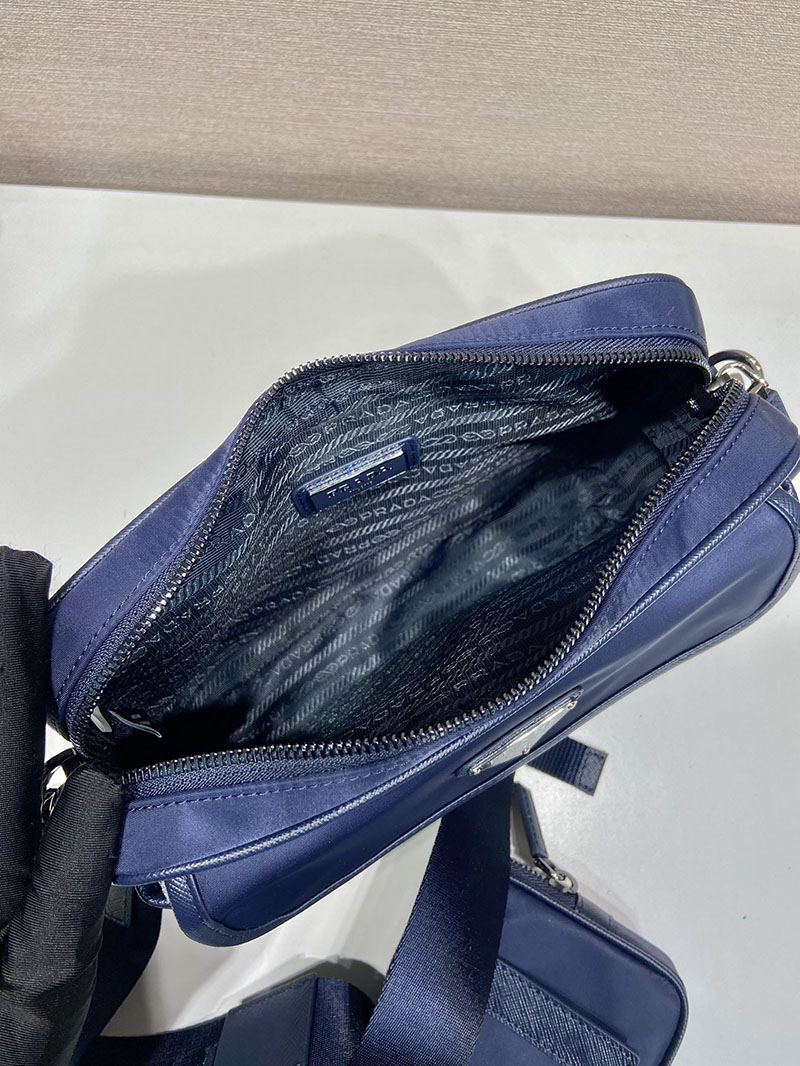 プラダ アウトレット PRADA Re-Nylon xサフィアーノレザー ショルダーバッグ 2VH133_2DMH_F0216_V_XMP ネイビー H品 プラダ ショルダーバッグ ナイロン メンズ 仕事用 - 画像 (3)