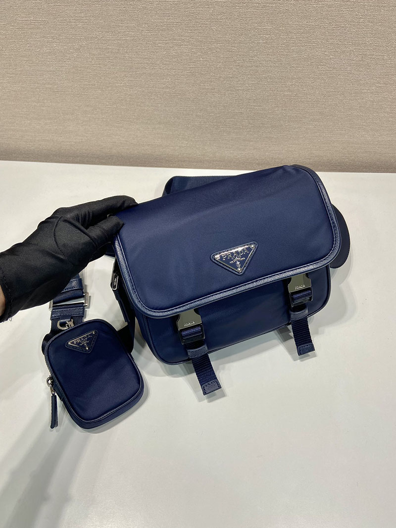 プラダ アウトレット PRADA Re-Nylon xサフィアーノレザー ショルダーバッグ 2VD034_2DMH_F0216_V_XOP ネイビー H品 プラダ バッグ メンズ ナイロン 通勤 - 画像 (9)