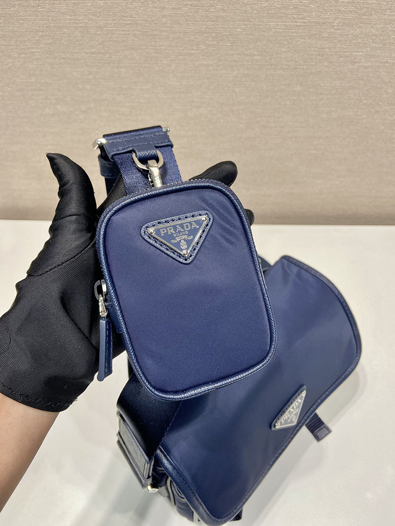 プラダ アウトレット PRADA Re-Nylon xサフィアーノレザー ショルダーバッグ 2VD034_2DMH_F0216_V_XOP ネイビー H品 プラダ バッグ メンズ ナイロン 通勤 - 画像 (5)