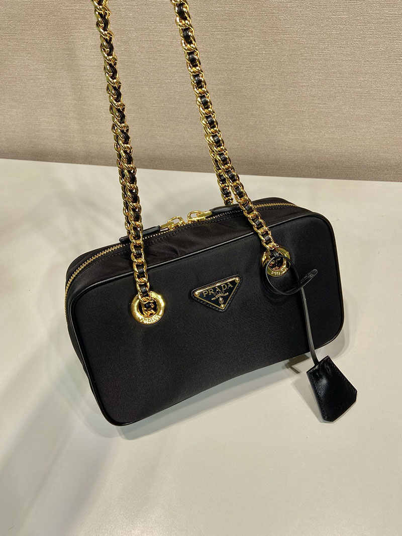 プラダ アウトレット PRADA テスート+サフィアーノ ナイロン ハンドバッグ 1BB121_RUKW_F0002 ブラック H品 プラダ ナイロン バッグ 値段 - 画像 (9)