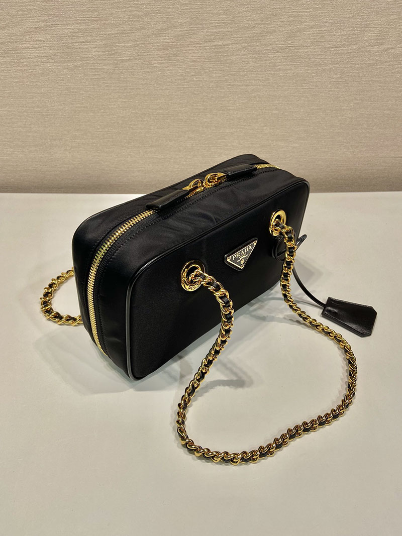 プラダ アウトレット PRADA テスート+サフィアーノ ナイロン ハンドバッグ 1BB121_RUKW_F0002 ブラック H品 プラダ ナイロン バッグ 値段 - 画像 (8)