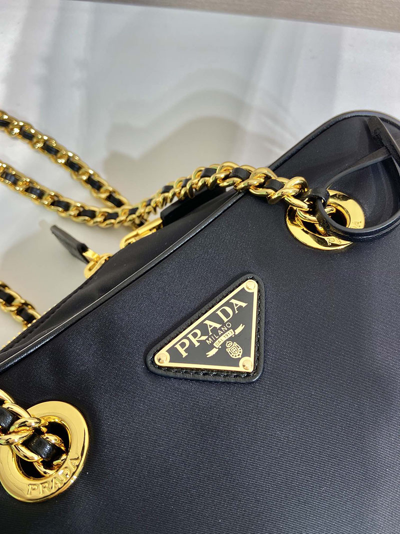 プラダ アウトレット PRADA テスート+サフィアーノ ナイロン ハンドバッグ 1BB121_RUKW_F0002 ブラック H品 プラダ ナイロン バッグ 値段 - 画像 (4)