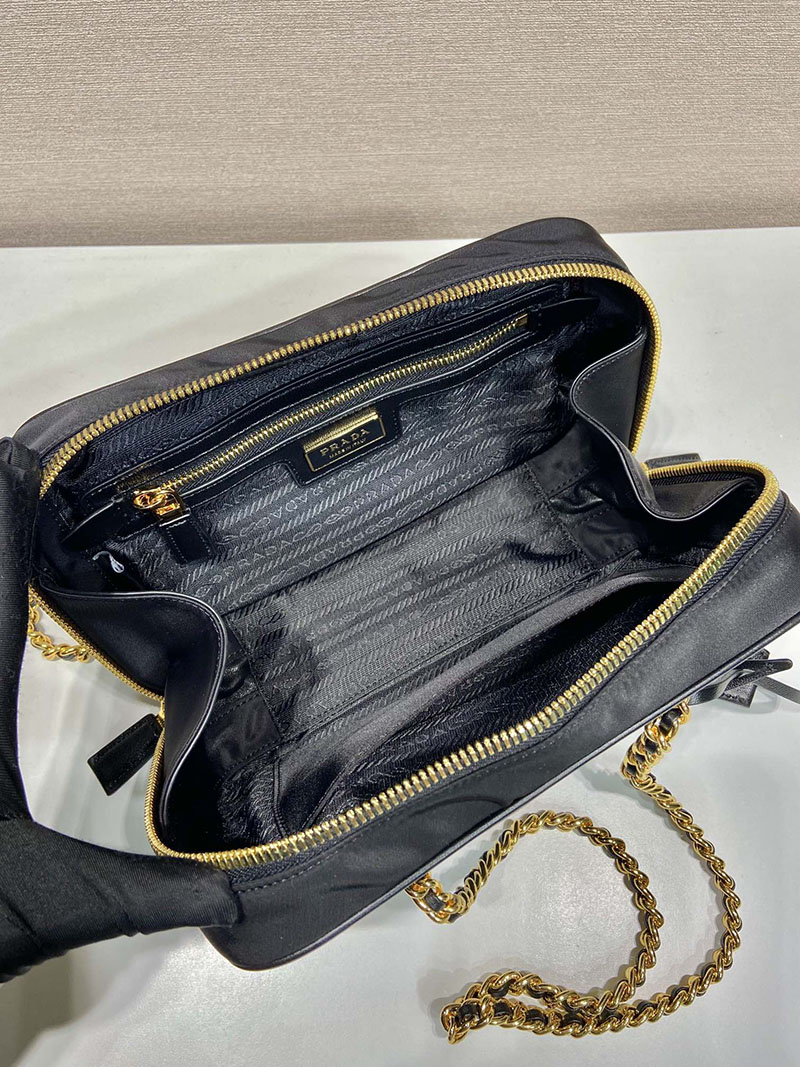 プラダ アウトレット PRADA テスート+サフィアーノ ナイロン ハンドバッグ 1BB121_RUKW_F0002 ブラック H品 プラダ ナイロン バッグ 値段 - 画像 (3)