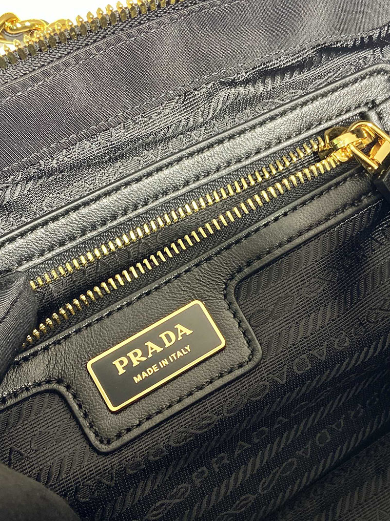 プラダ アウトレット PRADA テスート+サフィアーノ ナイロン ハンドバッグ 1BB121_RUKW_F0002 ブラック H品 プラダ ナイロン バッグ 値段 - 画像 (2)