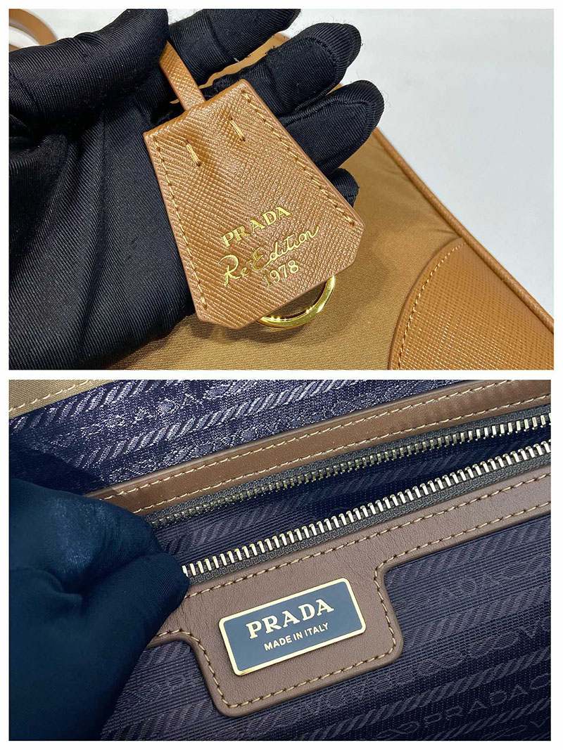 プラダ アウトレット PRADA Re-Edition 1978 ラージ Re-Nylon ダブルハンドルバッグ 1BB114_R064_F03OE_V_OOO キャメル ナイロン バッグ 人気 - 画像 (2)