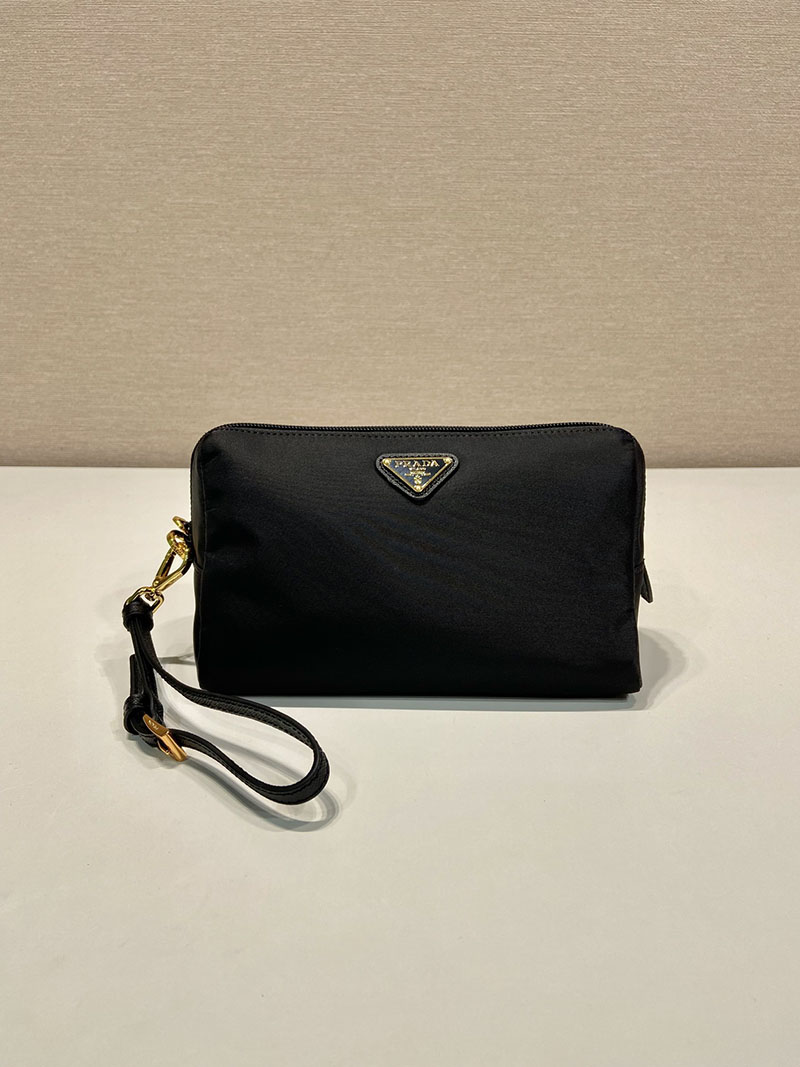 プラダ アウトレット PRADA ミディアム ブラック リナイロン ポーチ 1NS693_R067_F0002 ブラック H品 プラダ ナイロン ポーチ 黒 - 画像 (9)