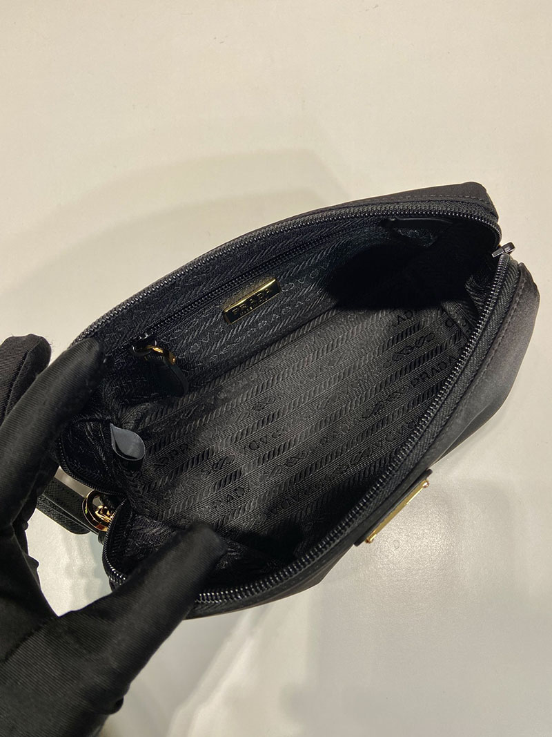 プラダ アウトレット PRADA ミディアム ブラック リナイロン ポーチ 1NS693_R067_F0002 ブラック H品 プラダ ナイロン ポーチ 黒 - 画像 (3)