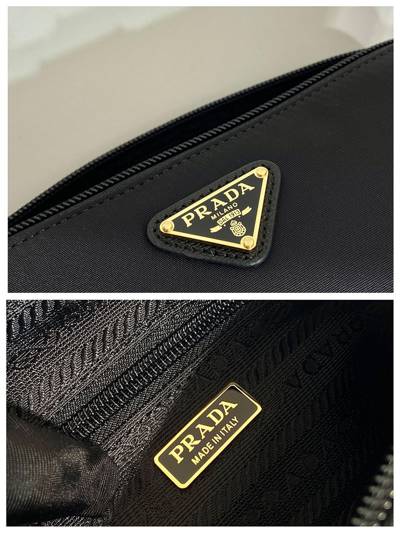 プラダ アウトレット PRADA ミディアム ブラック リナイロン ポーチ 1NS693_R067_F0002 ブラック H品 プラダ ナイロン ポーチ 黒 - 画像 (2)