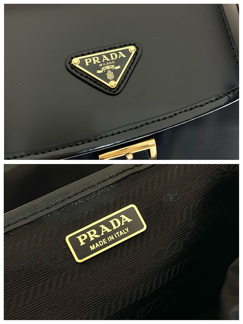 プラダ アウトレット PRADA Re-Nylon ブラッシュド レザー バックパック 1BZ074_R789_F0002 ブラック H品 プラダ リュック レディース 新作 - 画像 (2)