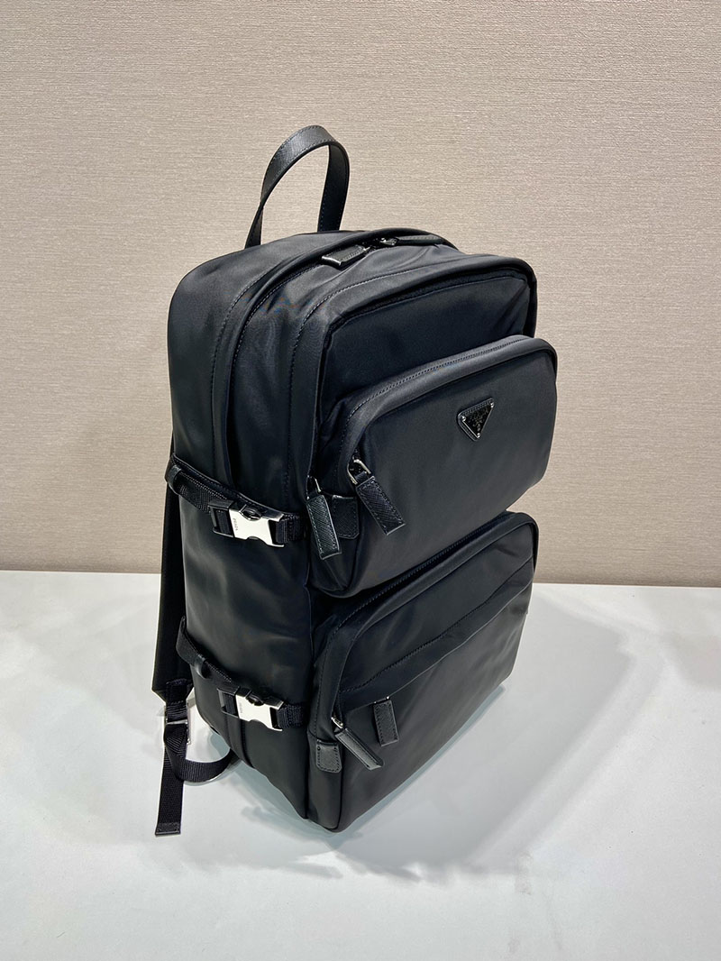 プラダ アウトレット PRADA Re-Nylon xサフィアーノレザー バックパック 2VZ101_2DMG_F0002_V_OOO ブラック H品 ナイロン プラダ リュック メンズ - 画像 (9)