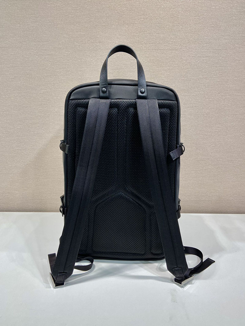 プラダ アウトレット PRADA Re-Nylon xサフィアーノレザー バックパック 2VZ101_2DMG_F0002_V_OOO ブラック H品 ナイロン プラダ リュック メンズ - 画像 (8)