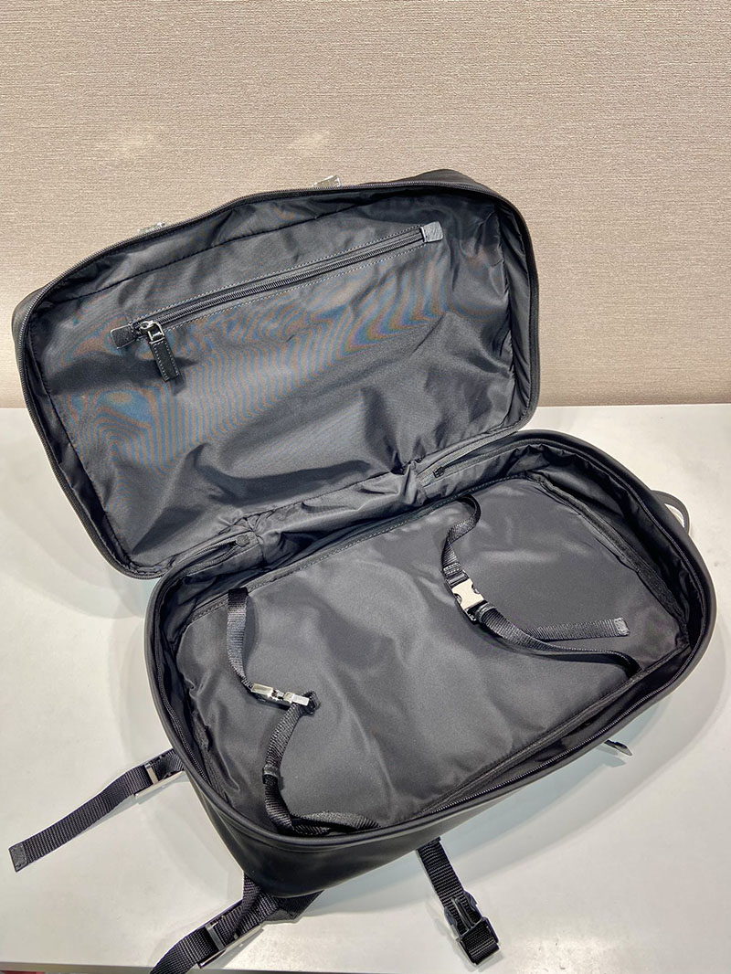 プラダ アウトレット PRADA Re-Nylon xサフィアーノレザー バックパック 2VZ101_2DMG_F0002_V_OOO ブラック H品 ナイロン プラダ リュック メンズ - 画像 (5)