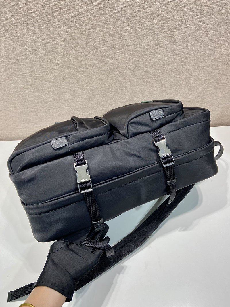 プラダ アウトレット PRADA Re-Nylon xサフィアーノレザー バックパック 2VZ101_2DMG_F0002_V_OOO ブラック H品 ナイロン プラダ リュック メンズ - 画像 (4)
