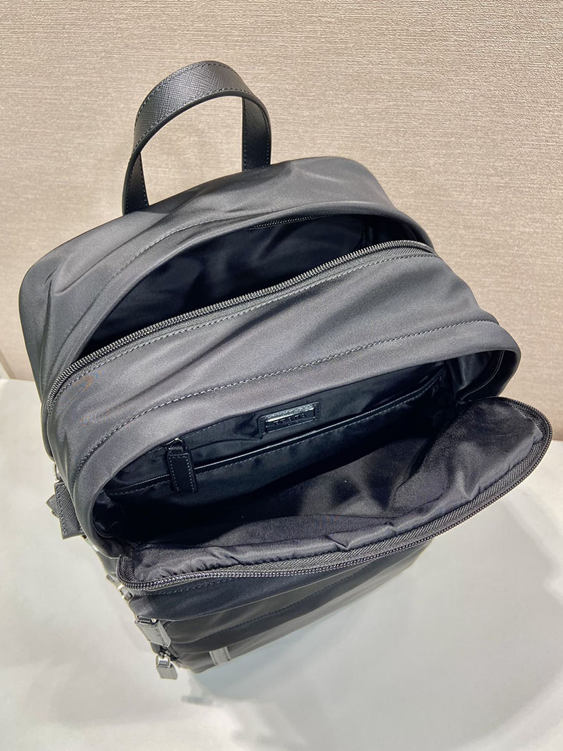 プラダ アウトレット PRADA Re-Nylon xサフィアーノレザー バックパック 2VZ101_2DMG_F0002_V_OOO ブラック H品 ナイロン プラダ リュック メンズ - 画像 (3)