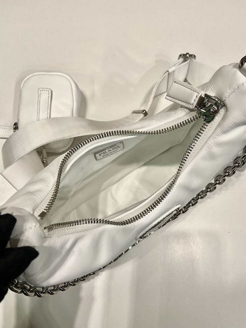 プラダ アウトレット PRADA Re-Edition 2005 ショルダーバッグ レザー 1BH204_2DYI_F0009_V_V9Z ホワイト H品 プラダ ショルダーバッグ 白 - 画像 (3)