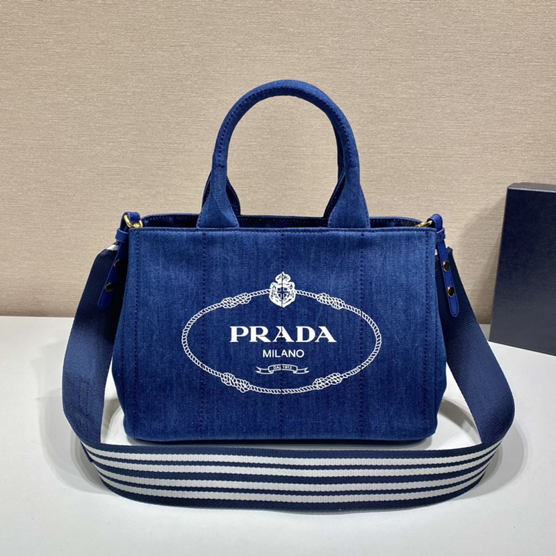 プラダ アウトレット PRADA CANAPA カナパ トートバッグ ショルダーバッグ 1BG439_ZKI_F0505 ブルー H品 プラダ トートバッグ キャンバス - 画像 (9)