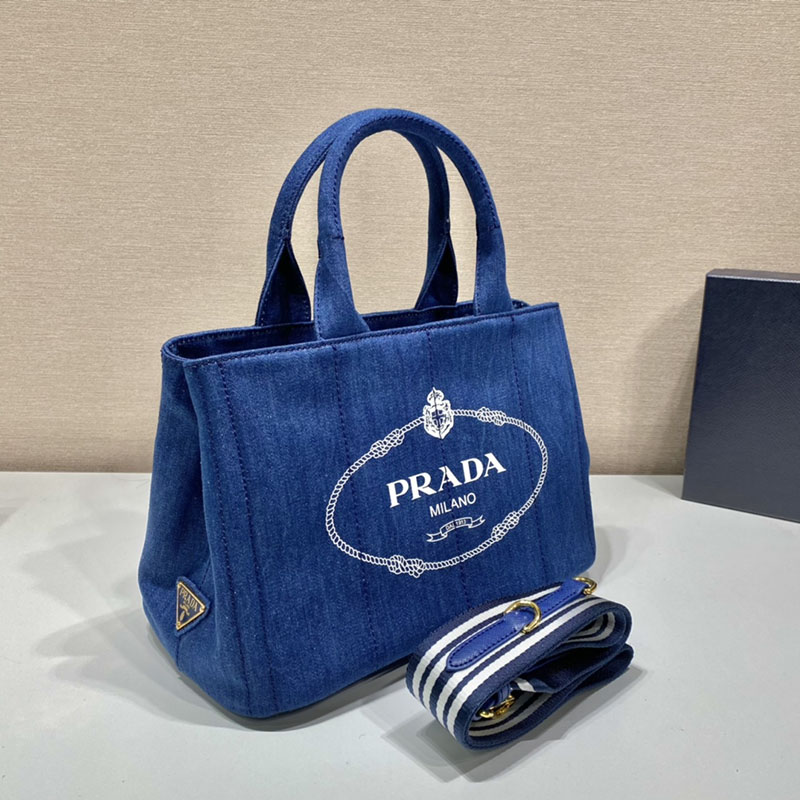 プラダ アウトレット PRADA CANAPA カナパ トートバッグ ショルダーバッグ 1BG439_ZKI_F0505 ブルー H品 プラダ トートバッグ キャンバス - 画像 (8)