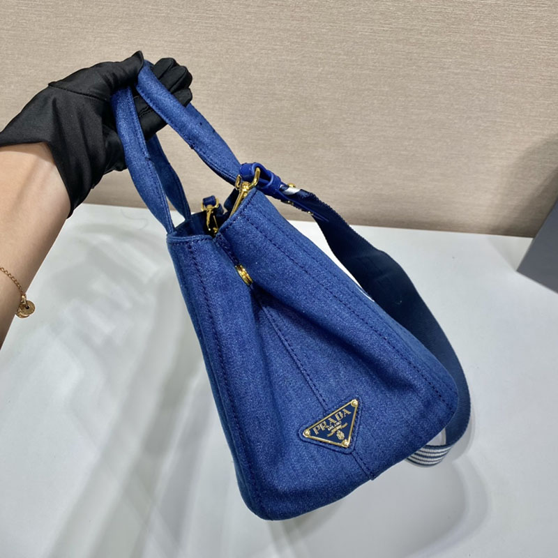 プラダ アウトレット PRADA CANAPA カナパ トートバッグ ショルダーバッグ 1BG439_ZKI_F0505 ブルー H品 プラダ トートバッグ キャンバス - 画像 (4)