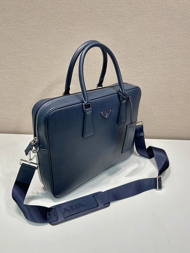 プラダ アウトレット PRADA サフィアーノレザー ブリーフケース 2VE368_9Z2_F0NOF_V_OOX スカイブルー H品 プラダ ビジネスバッグ メンズ - 画像 (7)