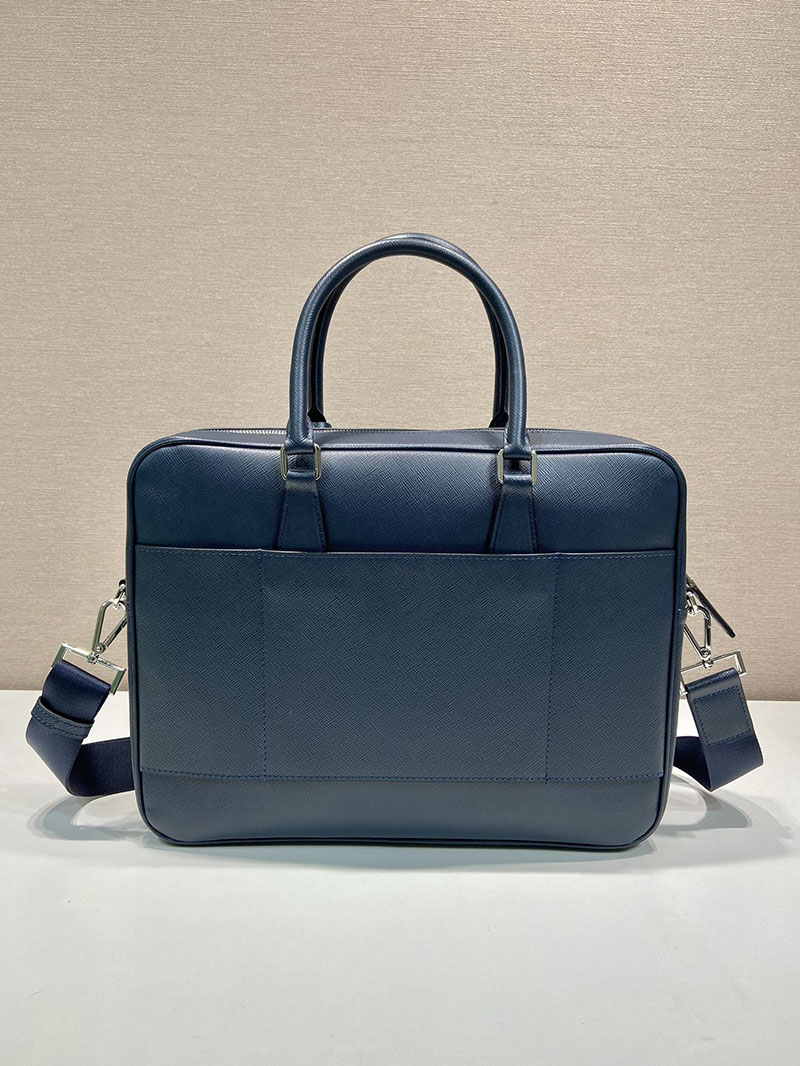 プラダ アウトレット PRADA サフィアーノレザー ブリーフケース 2VE368_9Z2_F0NOF_V_OOX スカイブルー H品 プラダ ビジネスバッグ メンズ - 画像 (5)