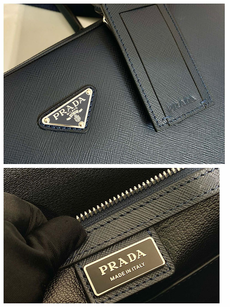 プラダ アウトレット PRADA サフィアーノレザー ブリーフケース 2VE368_9Z2_F0NOF_V_OOX スカイブルー H品 プラダ ビジネスバッグ メンズ - 画像 (2)