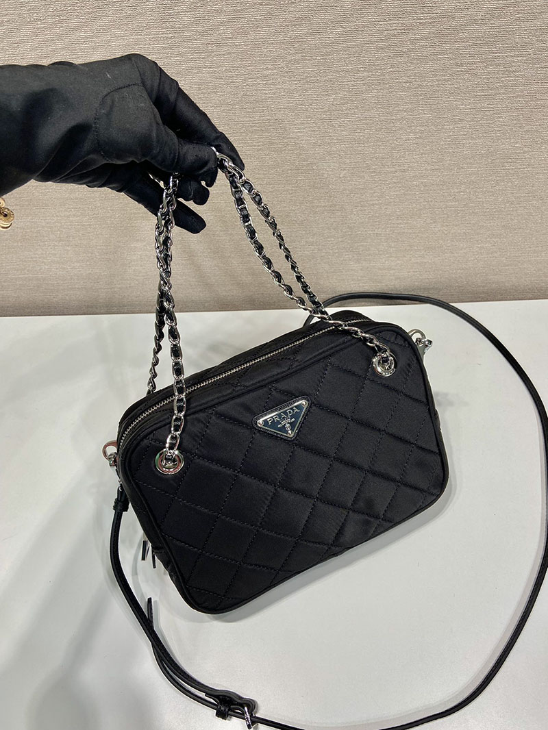 プラダ アウトレット PRADA ハンドバッグ キルティング ナイロン 1BH910_2AS3_F0002 ブラック H品 プラダ ショルダーバッグ 黒 ナイロン - 画像 (9)