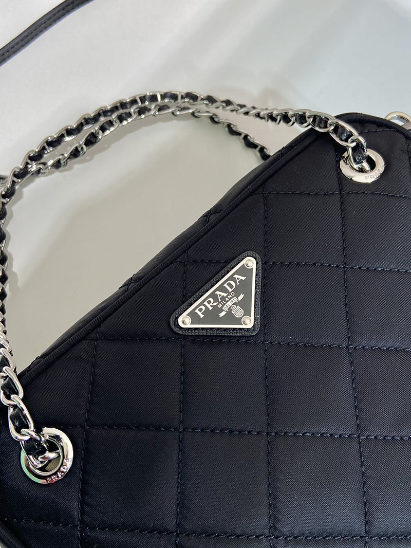 プラダ アウトレット PRADA ハンドバッグ キルティング ナイロン 1BH910_2AS3_F0002 ブラック H品 プラダ ショルダーバッグ 黒 ナイロン - 画像 (3)