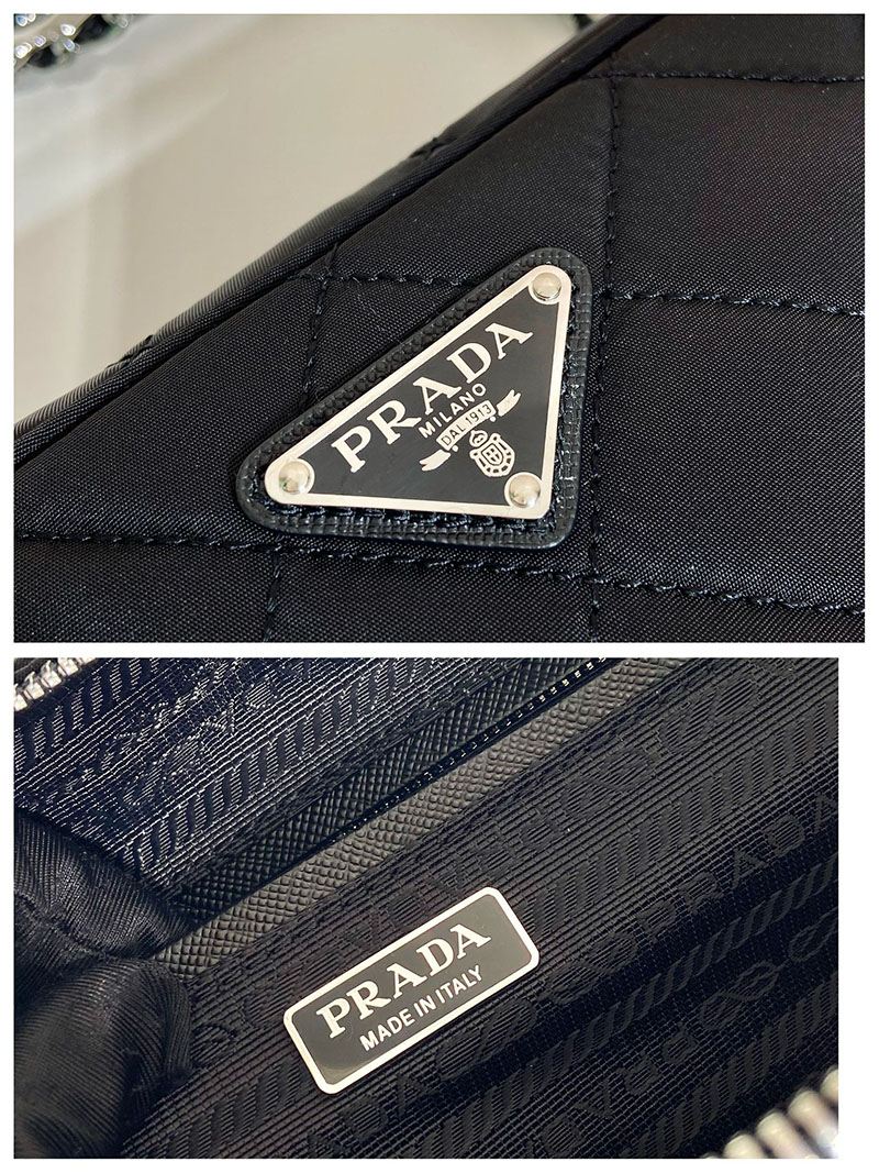プラダ アウトレット PRADA ハンドバッグ キルティング ナイロン 1BH910_2AS3_F0002 ブラック H品 プラダ ショルダーバッグ 黒 ナイロン - 画像 (2)