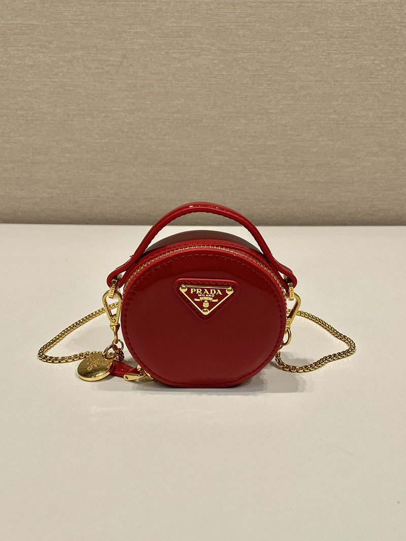 プラダ アウトレット PRADA Patent leather mini-pouch レザー ミニポーチ 1NR023_069_F068Z レッド H品 プラダ ミニポーチ ショルダー - 画像 (9)