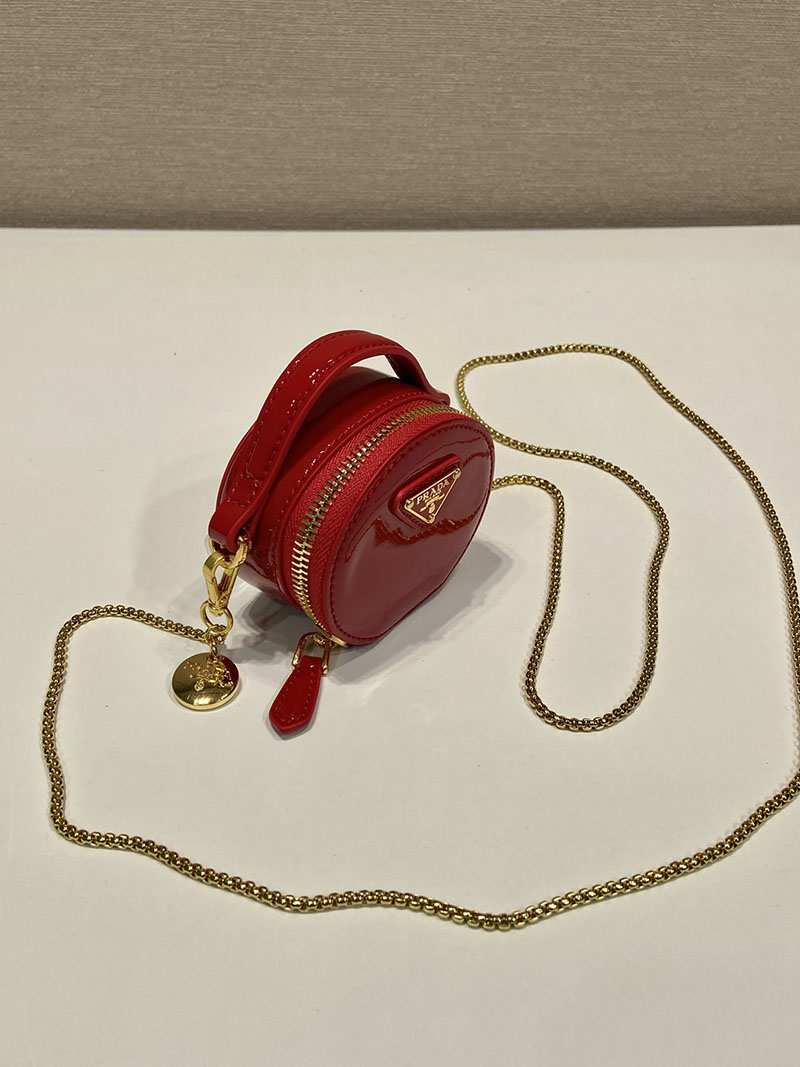 プラダ アウトレット PRADA Patent leather mini-pouch レザー ミニポーチ 1NR023_069_F068Z レッド H品 プラダ ミニポーチ ショルダー - 画像 (8)