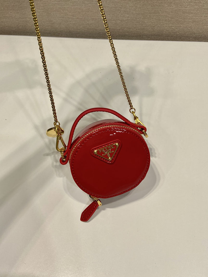 プラダ アウトレット PRADA Patent leather mini-pouch レザー ミニポーチ 1NR023_069_F068Z レッド H品 プラダ ミニポーチ ショルダー - 画像 (7)
