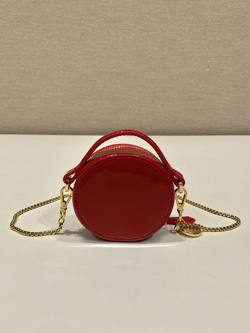 プラダ アウトレット PRADA Patent leather mini-pouch レザー ミニポーチ 1NR023_069_F068Z レッド H品 プラダ ミニポーチ ショルダー - 画像 (6)