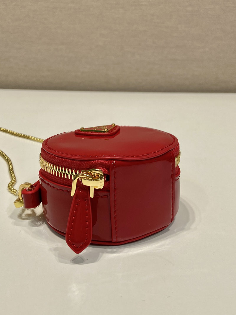 プラダ アウトレット PRADA Patent leather mini-pouch レザー ミニポーチ 1NR023_069_F068Z レッド H品 プラダ ミニポーチ ショルダー - 画像 (5)