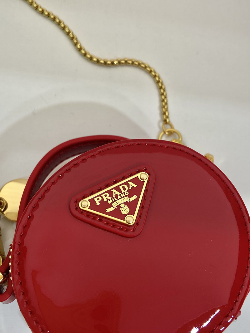 プラダ アウトレット PRADA Patent leather mini-pouch レザー ミニポーチ 1NR023_069_F068Z レッド H品 プラダ ミニポーチ ショルダー - 画像 (4)