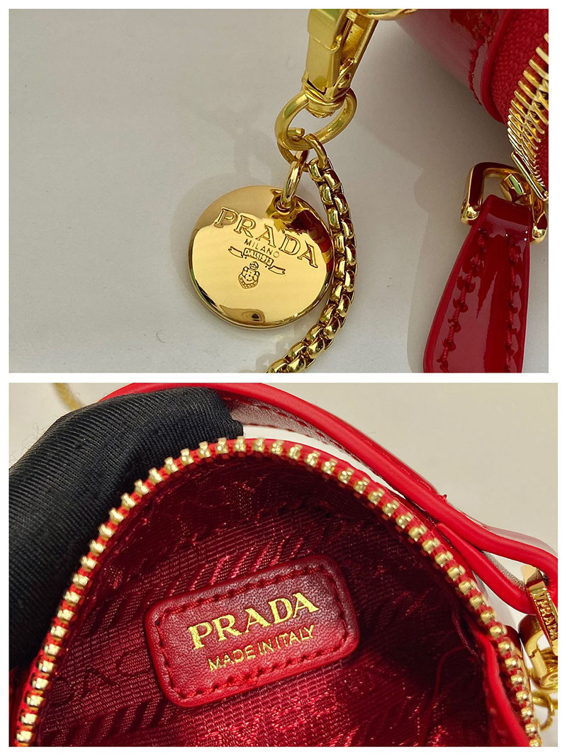 プラダ アウトレット PRADA Patent leather mini-pouch レザー ミニポーチ 1NR023_069_F068Z レッド H品 プラダ ミニポーチ ショルダー - 画像 (2)