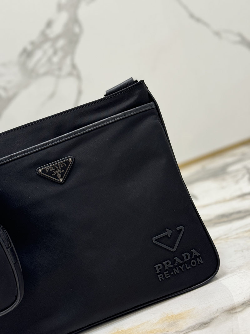 プラダ アウトレット PRADA Re-Nylon xサフィアーノレザー ショルダーバッグ 2VH118_2DMH_F0002_V_XOO ブラック H品 プラダ ショルダーバッグ メンズ - 画像 (7)