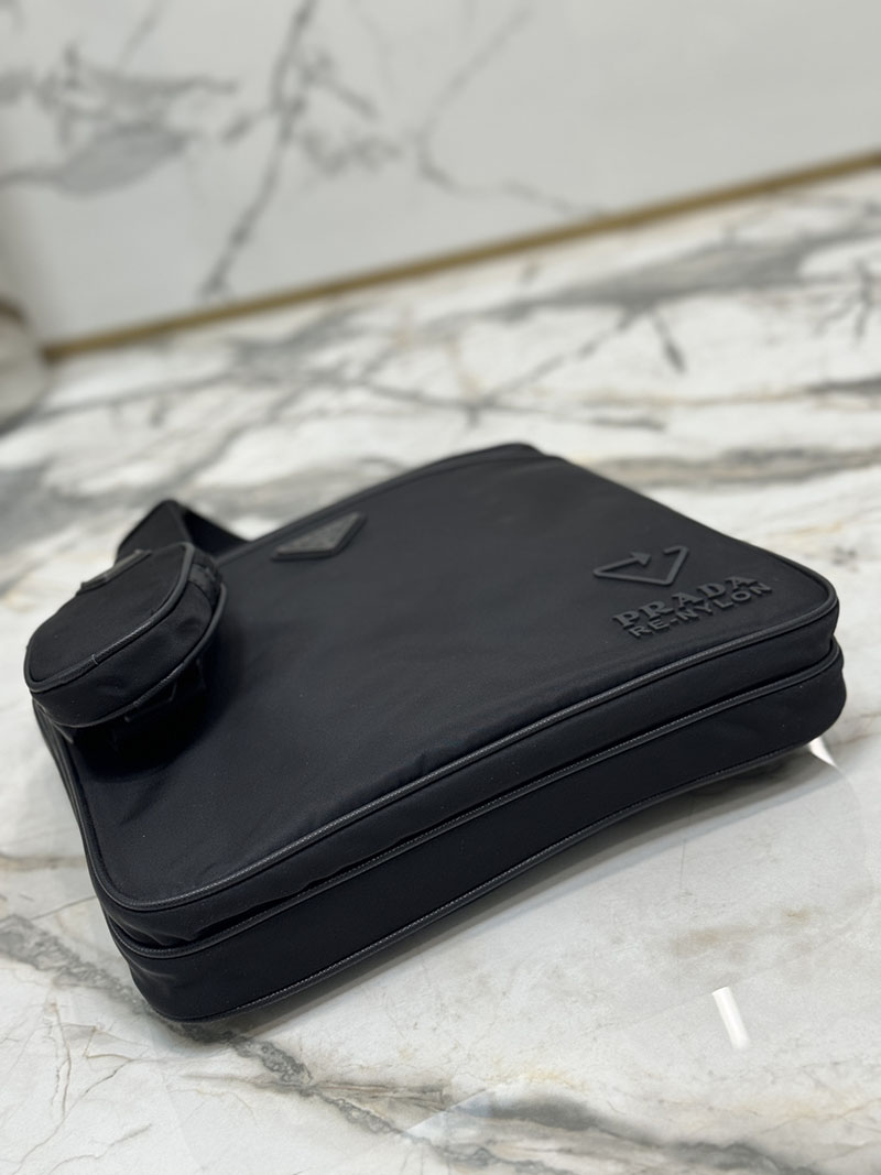 プラダ アウトレット PRADA Re-Nylon xサフィアーノレザー ショルダーバッグ 2VH118_2DMH_F0002_V_XOO ブラック H品 プラダ ショルダーバッグ メンズ - 画像 (4)
