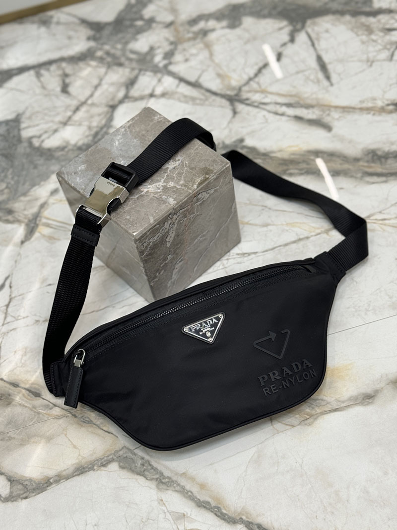 プラダ アウトレット PRADA Re-Nylon xサフィアーノレザー ベルトバッグ 2VL033_2DMH_F0002_V_OOM ブラック H品 プラダ ショルダーバッグ メンズ - 画像 (7)
