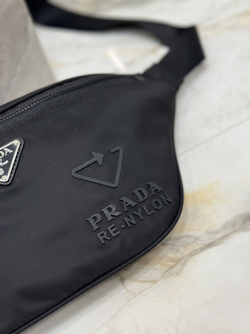 プラダ アウトレット PRADA Re-Nylon xサフィアーノレザー ベルトバッグ 2VL033_2DMH_F0002_V_OOM ブラック H品 プラダ ショルダーバッグ メンズ - 画像 (5)