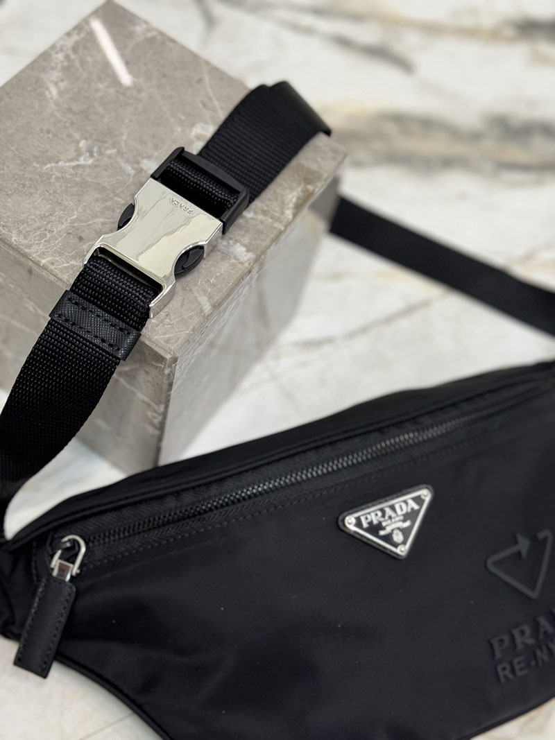 プラダ アウトレット PRADA Re-Nylon xサフィアーノレザー ベルトバッグ 2VL033_2DMH_F0002_V_OOM ブラック H品 プラダ ショルダーバッグ メンズ - 画像 (4)