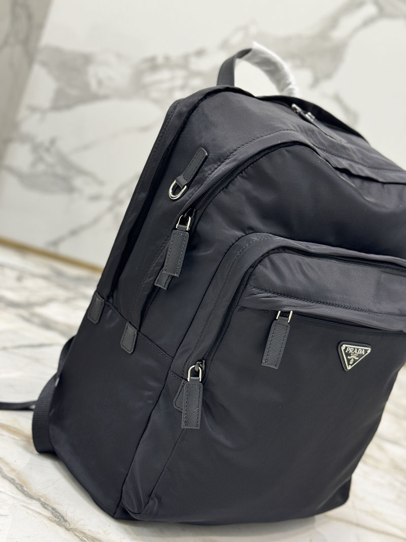 プラダ アウトレット PRADA Re-Nylon xサフィアーノレザー バックパック 2VZ048_2DMG_F0002_V_OOO ブラック H品 プラダ リュック 旅行用 メンズ - 画像 (5)
